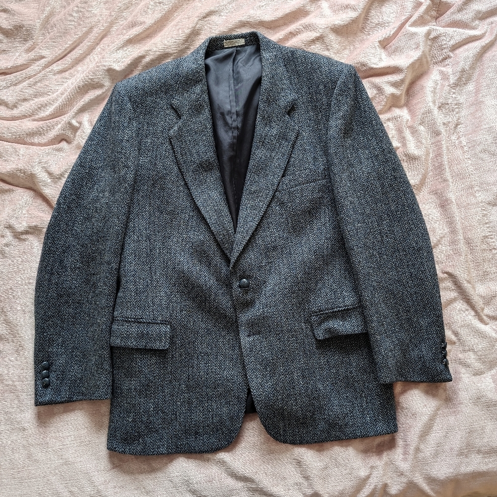 Classic Gray Herringbone Sport Coat Blazer - Unbranded